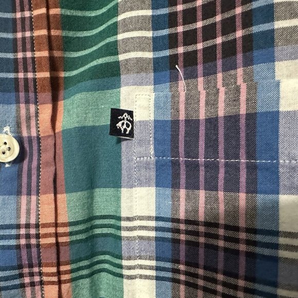 Brooks Brothers Shirt 346 Mens Plaid Button Down Madras X Large Short Sleeve - Picture 3 of 7